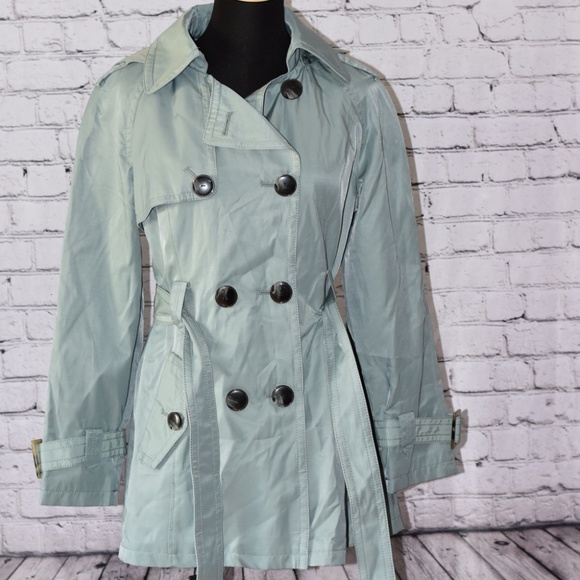 Jones New York Jackets & Blazers - JONES NEW YORK Women's Hooded Double Breasted Belted Button Trench Coat Petite M